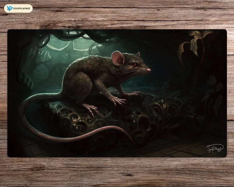 Shadowy Rat Playmat - MTG Spielmatte - 24 x 14 inches - MTG Geschenke - MTG Zubehör - Magie Tischmatte