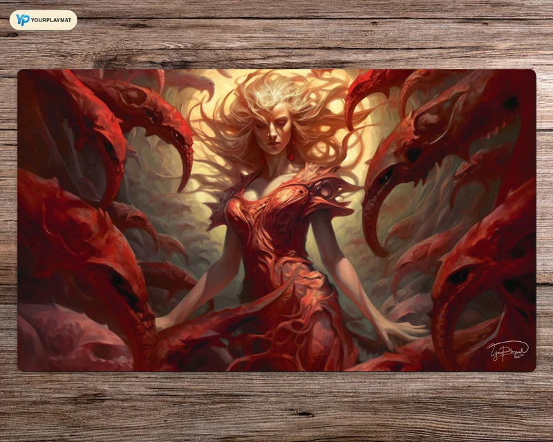 A Monochromatic Chaos in Red and White - MTG Spielmatte - 24 x 14 inches - MTG Geschenke - MTG Zubehör - Magie Tischmatte