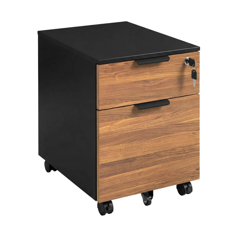 Desky Minimal Filing Cabinet - Black / Prime Oak