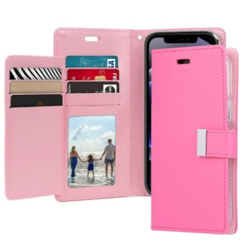 Goospery Rich Diary Wallet Case for iPhone 17 Pro Max - Hot Pink, Non-Magsafe