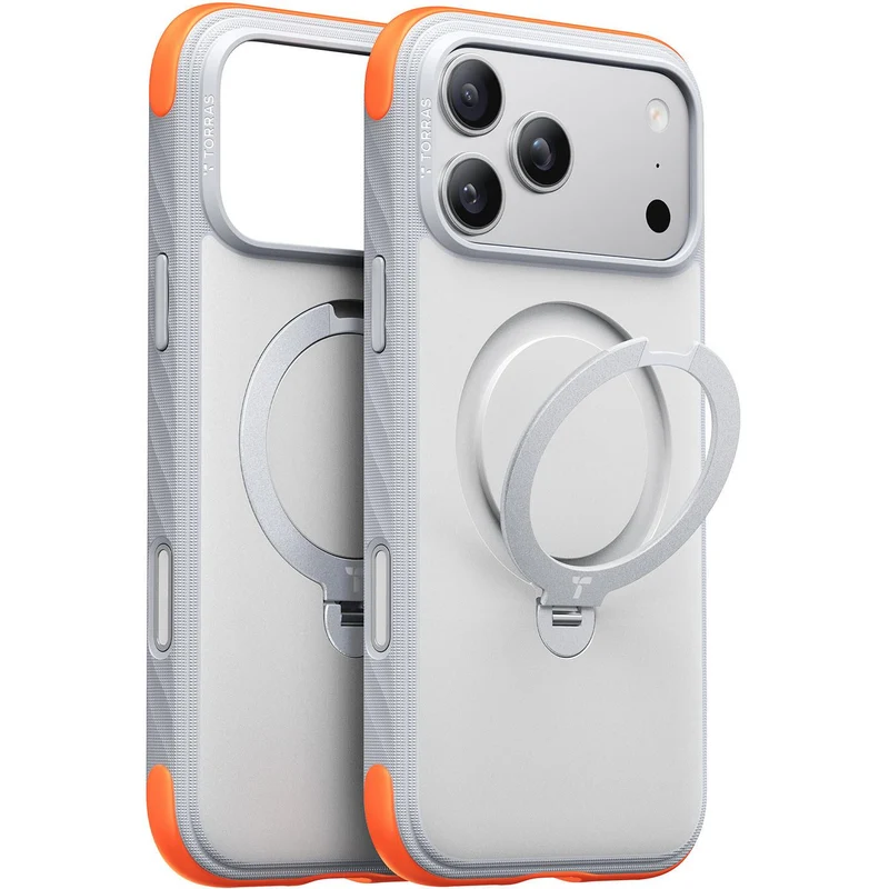 Torras Ostand Q3 Rugged Case for iPhone 18 Pro (Sunrise White)